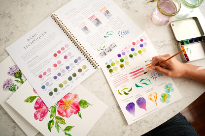 Wildflower Watercolor Workbook with Real Cold Press Cotton Watercolor Paper, Pre-Outlined Designs, Step-by-Step Instructions & Online Videos – Premium Botanical Art Book for Adults & Beginners
