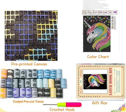YOOTOM Christmas Latch Hook Kits, DIY Rug Carpet Crochet Yarn Latch Hook Rug Kit with Printed Canvas 20"x20"