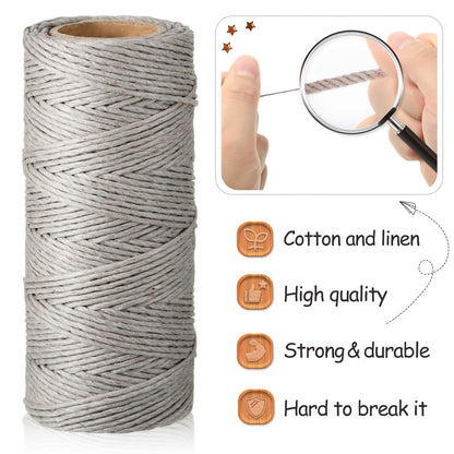 6 Rolls Thread Cord Set Flax String Cord Twine String Rope for Handmade Craft, Bracelets Keychains Making Accessories, 1 mm, 264 Yards in Total (Black, White, Dark Brown, Dark Gray, Khaki, Beige)