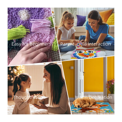 Latch Hook Rug Kit Dragon Pre-Printed Handmade Carpet Crochet Yarn Craft DIY Hook and Latch Door Mat Tapestry for Home Floor Decoration 52x38cm-1