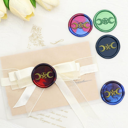 SWANGSA Triple Moon Goddess Wax Seal Stamp Kit with 200pcs Sealing Wax Beads, Great for Wedding Invitations, Christmas, Halloween, Wine Packages, Gift Wraps