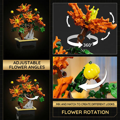 FNSJFYZS Chrysanthemum Building Set, Artificial Flower Bonsai Model Kit for Adults, Creative Botanical Collection, Home Office Desk Decor, DIY Craft Kit, Birthday Gifts (450 Pcs)