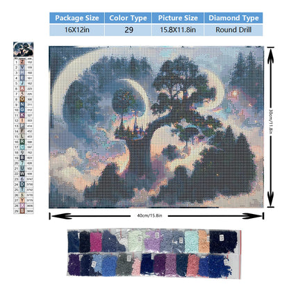 Meow Love 5D Diamond Painting Kit for Adults with Pre-Framed Canvas - DIY Wall Art Home Decor,Easy to Hang,Stress Relief Craft Gift for Women,15.8 x 11.8 Inch. (The Cloud Forest)