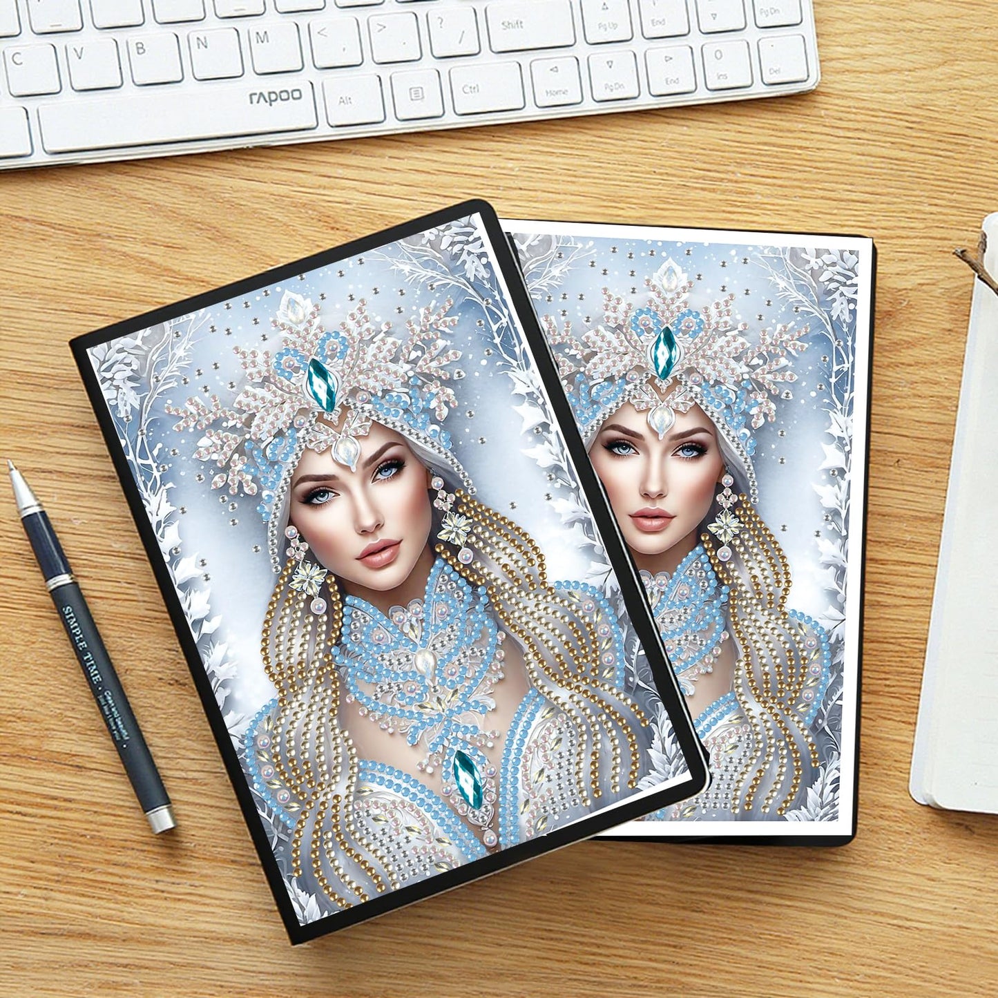 JZHYOAN Woman Diamond Art Note Book Gem Art Dairy Travel Drawing Message Art Notebook for Adult DIY Diamond Painting Blank Notebook Kits Cross Stitch Mosaic Notepad Embroidery for Office Desk Decor