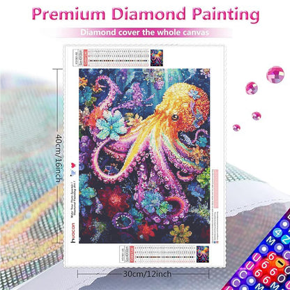 Huacan Diamond Painting Kit,AB Diamond Art Kits for Adults,DIY Octopus Full Round Drills Gem Art for Beginner,Paint by Diamonds Home Decor Gift 12 * 16in