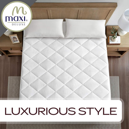 Maxi (33 75) Cot Size X Mattress Pad - Luxurious Cotton Sateen Mattress Protector - Soft, Comfortable, & Breatheable