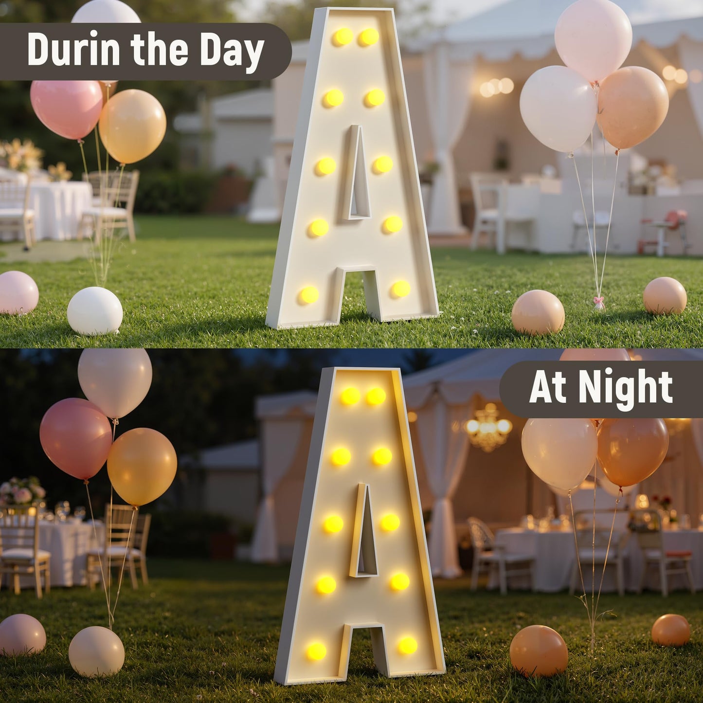 Mixifox Marquee Letters 4 Feet Tall, 4FT Large Light up Letters A, Big Sign A with Warm White Light for Birthday Wedding Proposal Engagement Graduation Party Backdrop Decorations