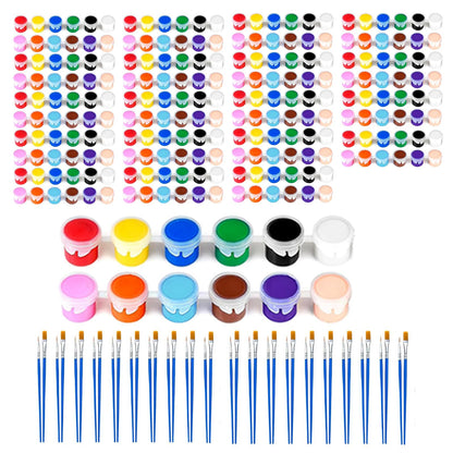 20 Pack Mini Acrylic Paint Set, 12 Colors Washable Paint Strips for Kids & Adults - Includes 40 Brushes (20 Flat + 20 Pointed), 280 PCS kids Paint Kits for Easter Eggs, Birthday, Classroom Party