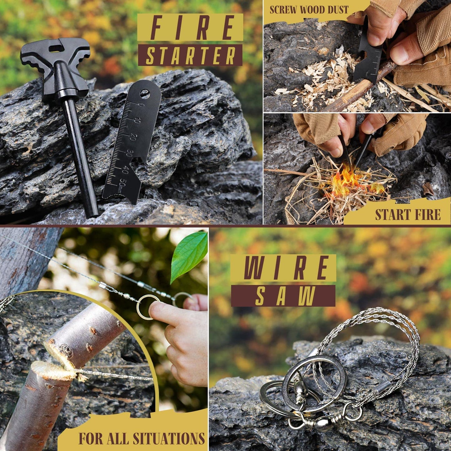 Gifts for Men Husband Dad Christmas, Survival Kit, Emergency Survival Gear and Equipment 14 in 1, Stocking Stuffers Birthday Gifts for Him Boyfriend, Hunting Fishing Camping Accessories, Cool Gadget