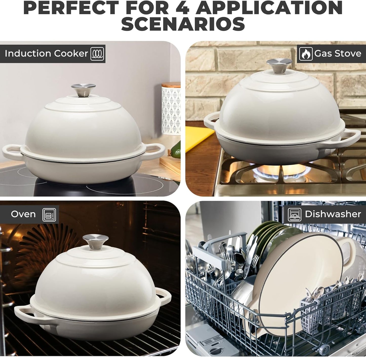 6Qt 482, Cast Iron Bread Oven for Sourdough, Bread Baking Pan with Lid, Enameled Sourdough Dutch Oven for Bread Baking