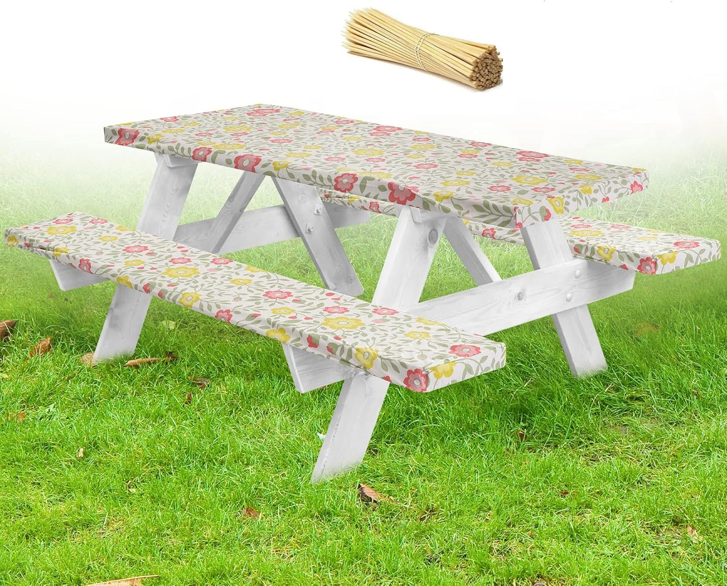 96 30(8ft) Premium Picnic Table Cover with Bench Covers Vinyl Fitted picnic table covers with Elastic RV Camping