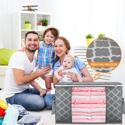 Skiennix 90L Large Storage Bag - Durable Organizer for Clothes, Bedding, Toys | 6 Pack