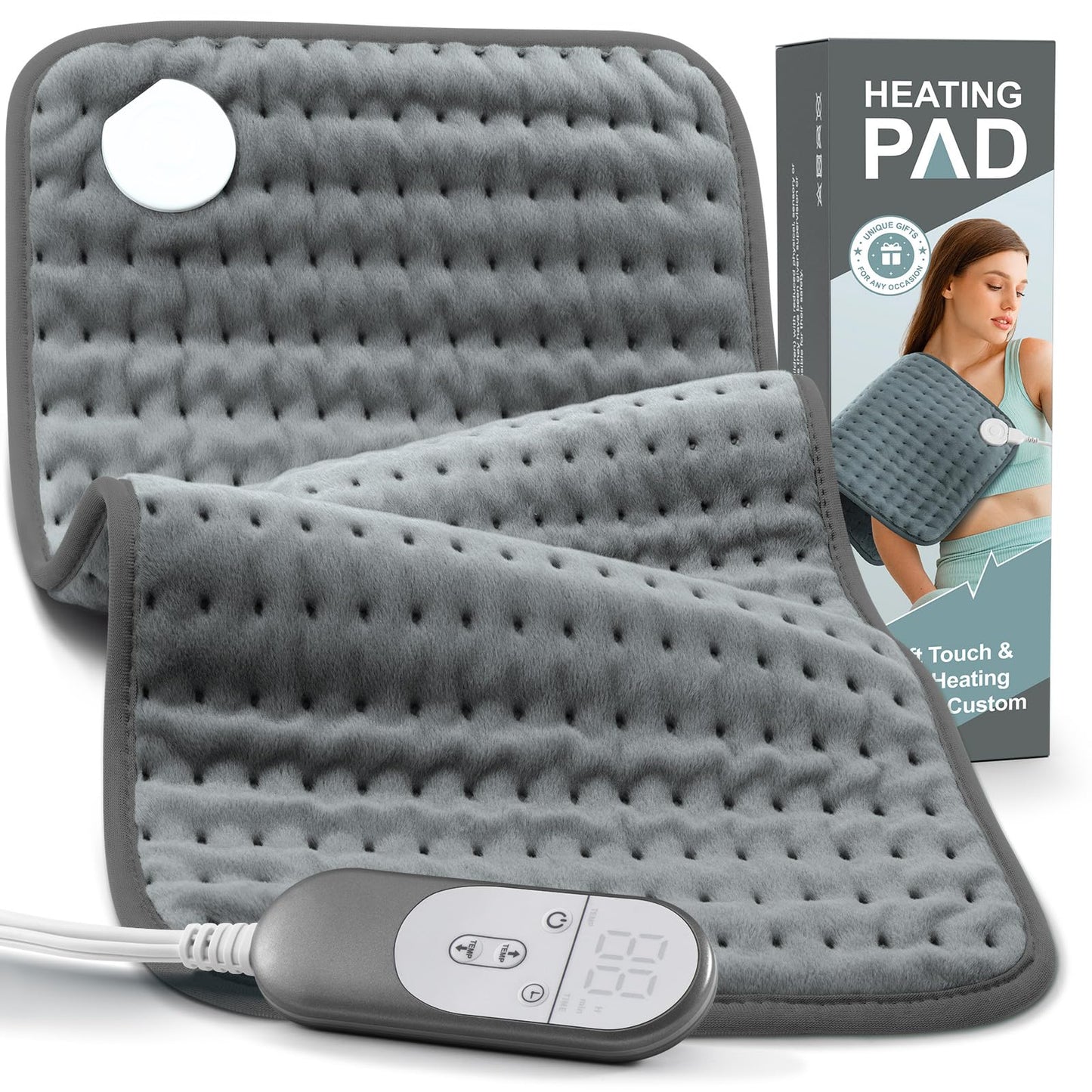 Heating pad for Back, Neck, Shoulder, Cramps and Leg Pain Relief, Heat Pads Christmas Gifts for Women, Men, Mom, Dad, Auto-Off,Machine Washable,Moist Dry Heat Options,Extra Large 12"x24"