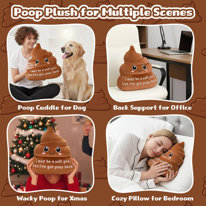 HOMQYTE Funny Poop Throw Pillow Decorative Positive Poo Stuffed Plush Cushion for Couch Home Decor Christams Gag Gifts (Brown)