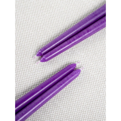CANDWAX Purple 10 inch Taper Candles Pack of 4 - Unscented Smokeless Dripless Long Burning Christmas Candlesticks - Perfect as Christmas Candle Sticks for Home Decor - Purple Taper Candles