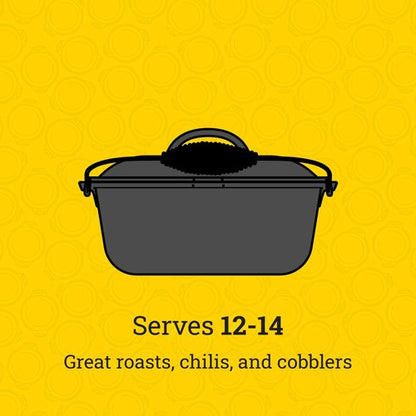 Lodge 9 Quart Pre-Seasoned Cast Iron Dutch Oven with Lid - Wire Bail Handle for Easy Transfer from Cooking Surface to Table - Use in the Oven, on the Stove, on the Grill or over the Campfire - Black