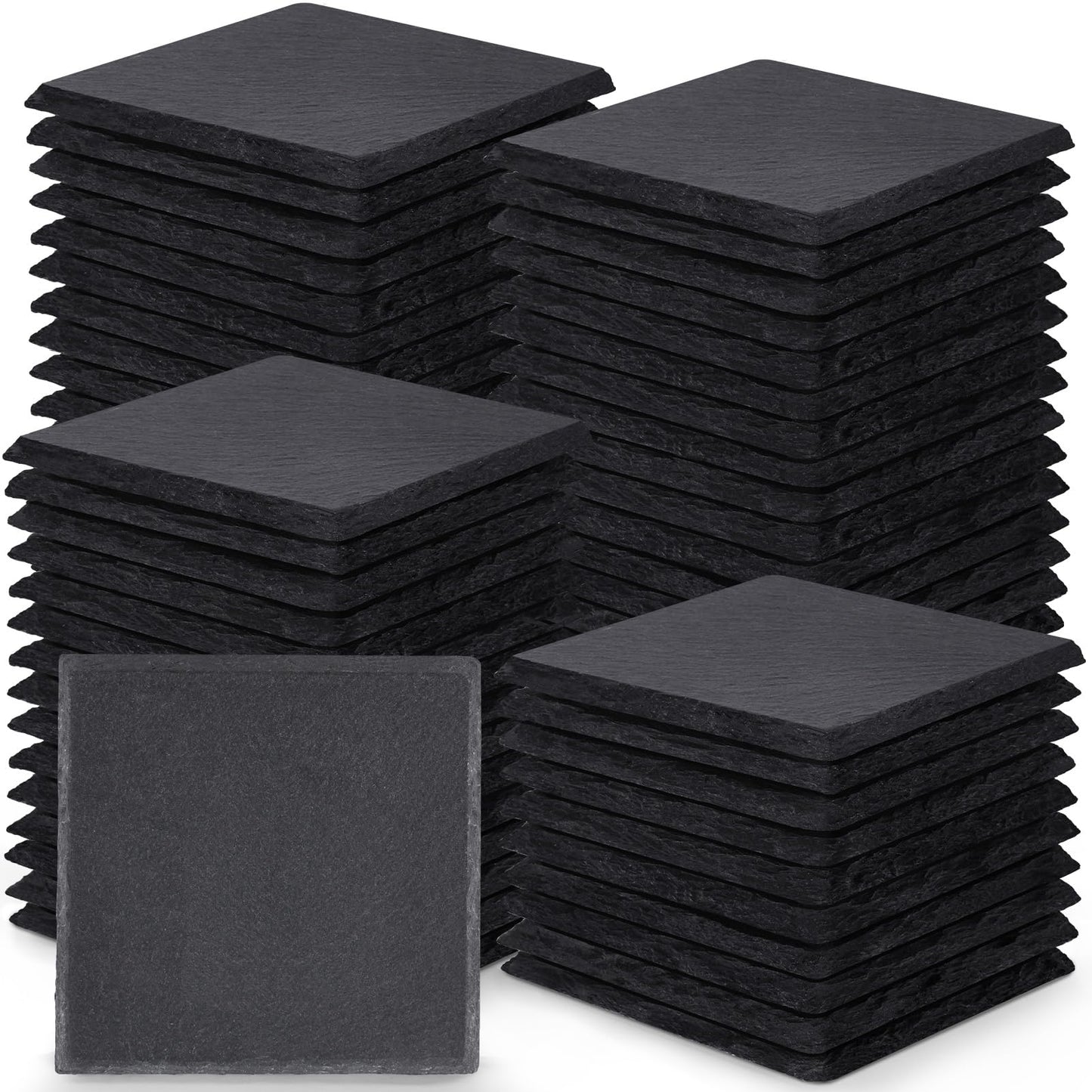 72 Pieces Slate Drink Coasters, GOH DODD 4 Inch Black Coasters Stone Coaster Set, Laser Engraving Blanks with Anti-Scratch Bottom for Home Office Bar Outdoor Housewarming Gifts Wedding Party, Square