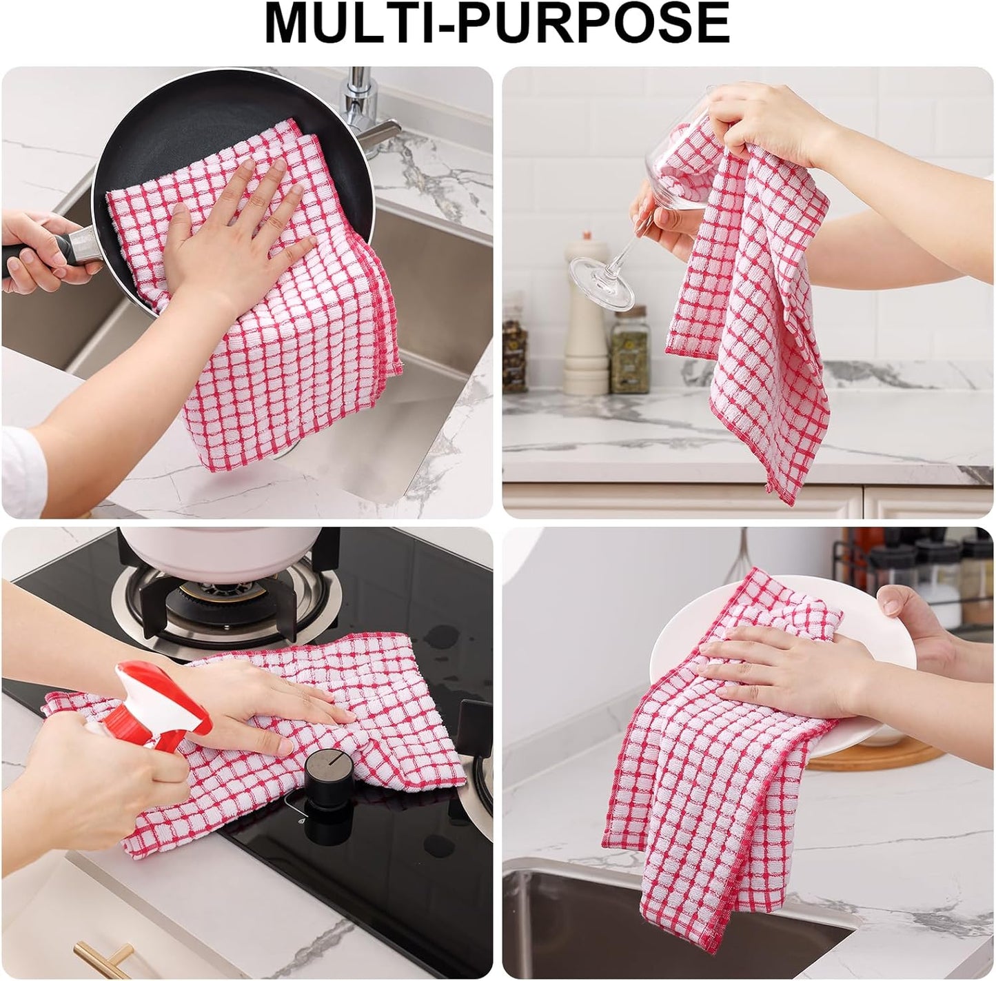 12 Pack Sets, 16 25 Inch 12 12 Inch Kitinjoy Cotton Kitchen Towels and Dishcloths x & X Dish Towels Bulk, Super Soft