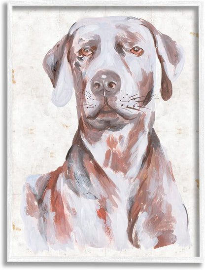 Stupell Industries House Dog Pet Portrait Labrador Soft Tone Painting by Melissa Wang, White Framed Wall Art, 24 x 30