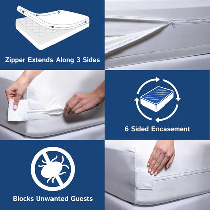 20" California King Mattress Protector Bedbug Waterproof Zippered Cover - Deep Pocket Fits up to Depth - Hypoallergenic