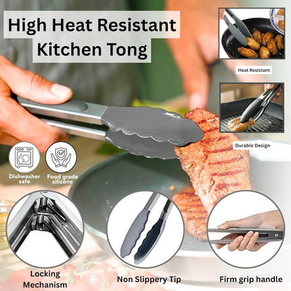 SAMIA 8 Inch Silicone Air Fryer Liners Set - 4 Piece Non-Stick, Dishwasher Safe Accessories with Basting Brush & Food Tong