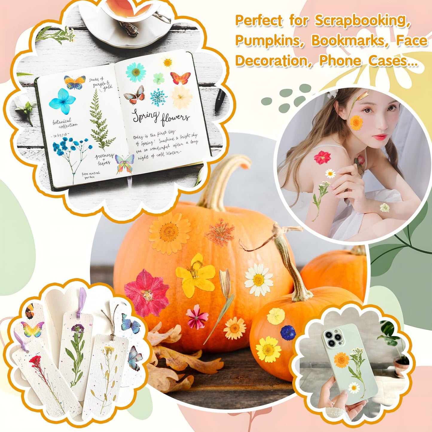 235 Pcs Pressed Dried Flowers for Resin, Natural Real Dried Pressed Flowers for Crafts, Bulk Dry Flowers for Resin Molds, Candles, DIY Art Jewelry Making with Tweezers Butterfly Stickers Set Decorate
