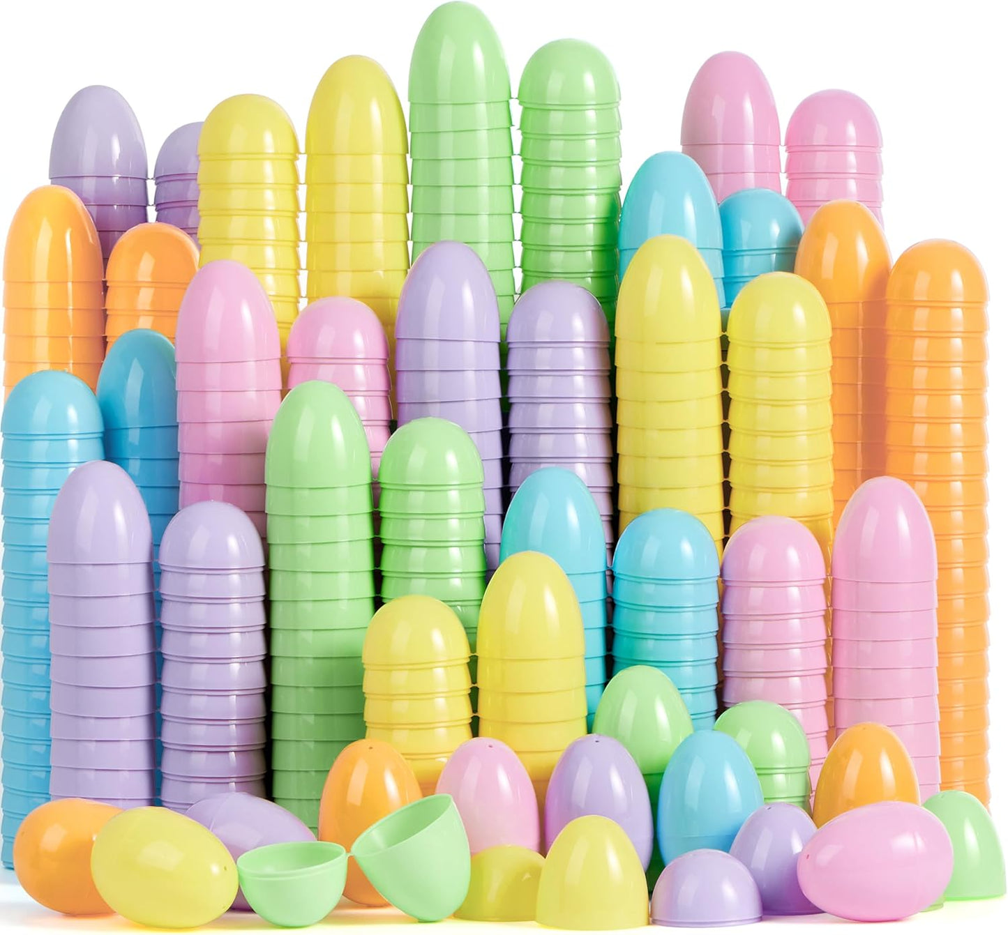 3.15" 200PCS JOYIN Pastel Easter Eggs, Large Plastic Eggs, Empty Colorful Fillable Eggshells for Easter Hunt, Party