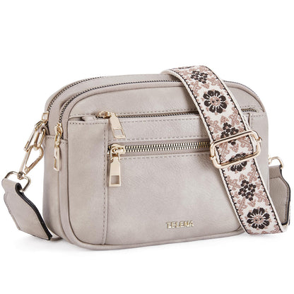 Telena Small Crossbody Bags For Women Vegan Leather Crossbody Purse With Adjustable Wide Strap For Daily Life