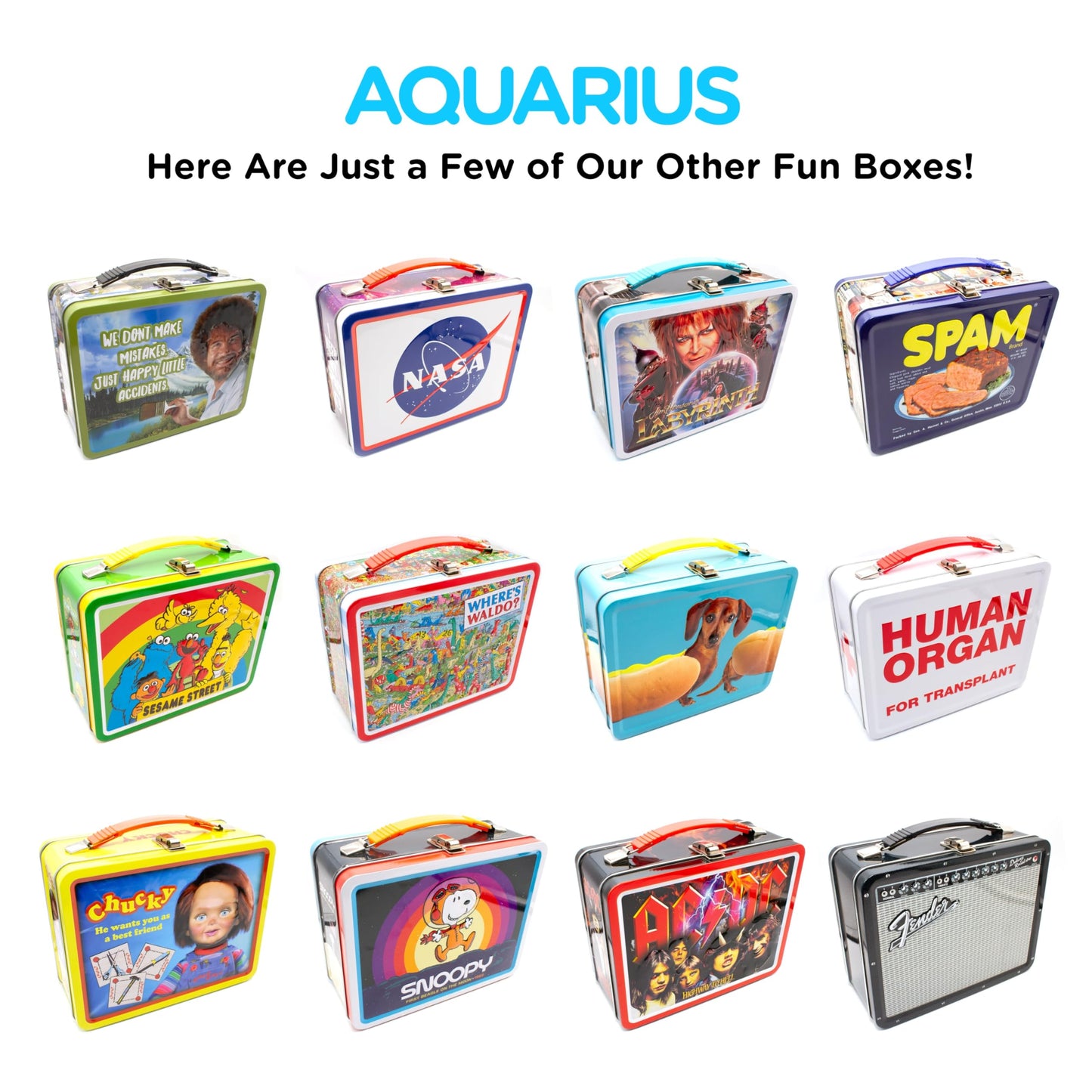 AQUARIUS Mushroom Fun Box - Sturdy Tin Storage Box with Plastic Handle & Embossed Front Cover - Officially Licensed Merchandise & Collectible Gift