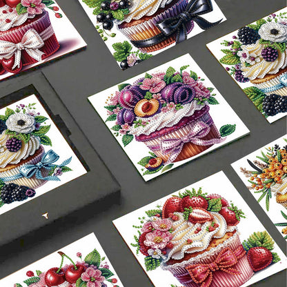 JISHSHAY 6 PCS Cupcake Diamond Painting Greeting Cards Cake Diamond Art Birthday Cards with Envelopes Gem Art Mosaic Kits for Adults, for Anniversary Valentine Thank You Graduation All-Occasion