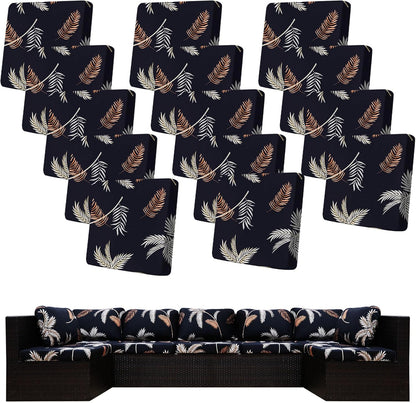 Skiennix 14-Piece Stretch Patio Cushion Covers - Washable Outdoor Sofa Slipcovers | Coconut Trees Design
