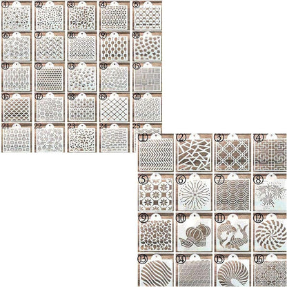 Uspacific 57 Pieces Cookie Stencil Set, Floral Leaf Baking Templates for Cookie, Cupcake, Fondant, Crafts Decor