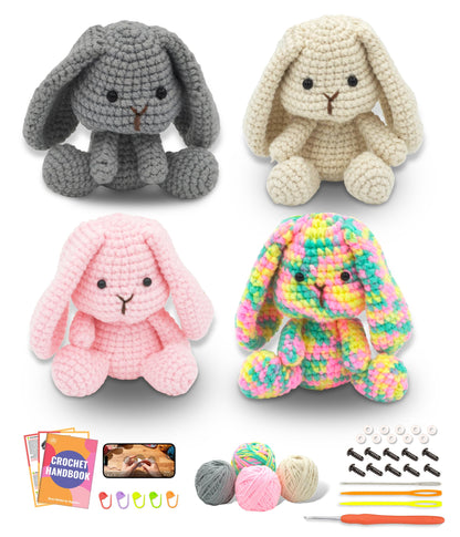 PAITIN Crochet Kit for Beginners – DIY Bunny Amigurumi Crochet Project Kit with Step-by-Step Video Tutorials, Beginner Handbook and All Materials Included