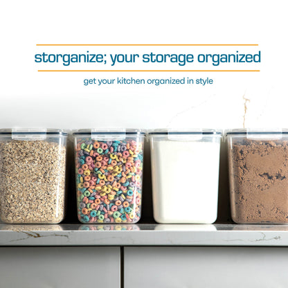 Storeganize Flour Sugar Storage Containers (5.3L/4pk) Great Rice Canisters Sets For The Kitchen pantry, Large Food Storage Containers With Lids Airtight