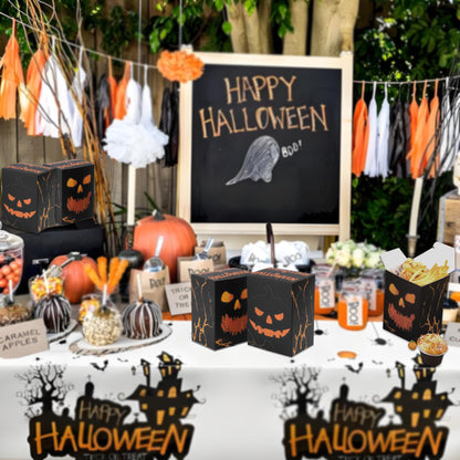 APLUSWER 20 Pcs Halloween Treat Boxes Bakery Boxes of Skeletons and Pumpkins, Halloween Containers Large Cookie Candy Boxes For Party Favors, Trick or Treat Boxes for Holiday Birthday Decor Gifts