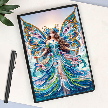JISHSHAY 2 PCS Diamond Art Notebook Journal Fairy Elf Diamond Painting Note Book Gem Art Sketchbook Mosaic Kits for Adults Diary Gem Painting Leather Journal A5 Notebook with Special Shaped Drills