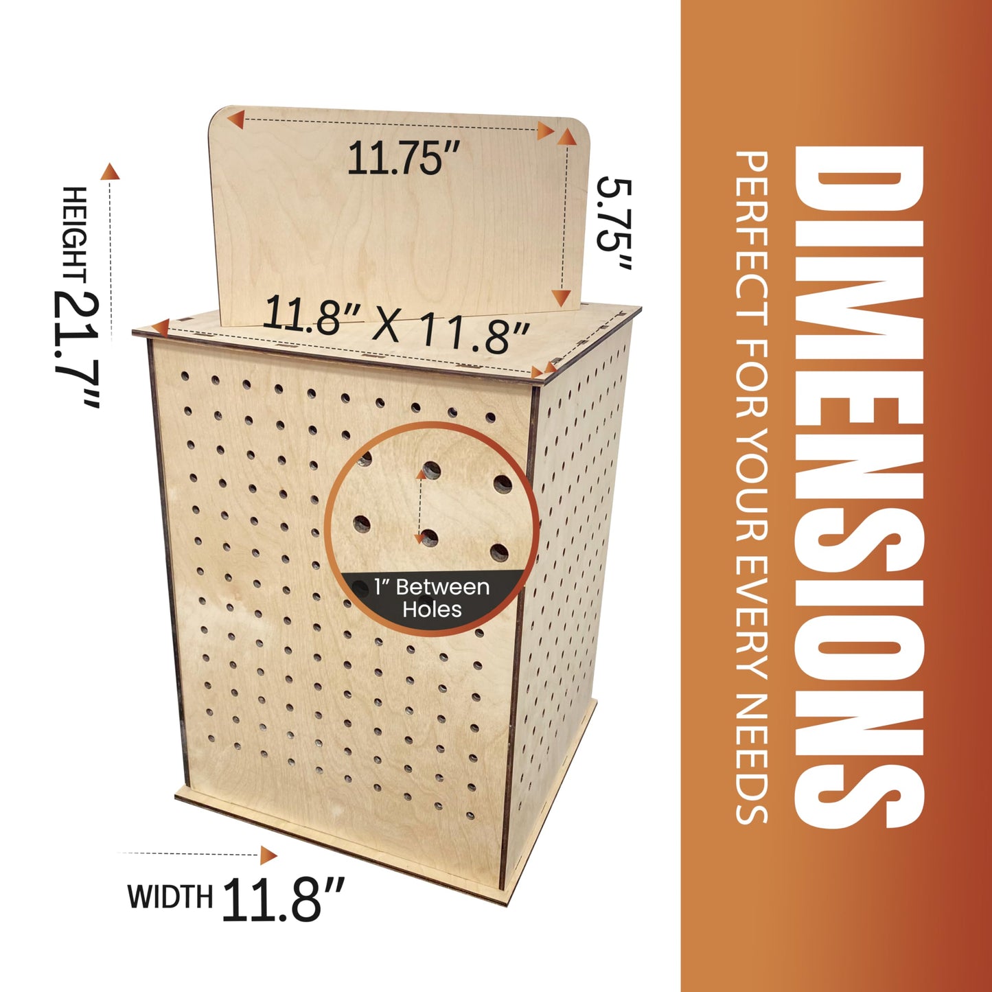 TORCHED DISPLAYS Rotating Display Stand | 22.5 x 16.76-inch | Rotating Organizer Wood Pegboard | Pegboard Display Stand for Craft Shows, Vendor Events, Jewelry, Accessories | Natural