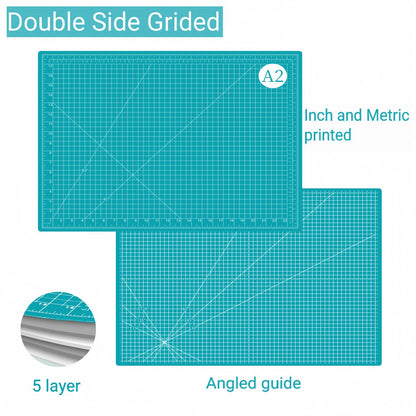 AMASEWART 18"x24" Self Healing Cutting Mat, Sewing Mat for Crafts, Double Sided 5-Ply Table Cutting Board for Fabric Quilting Leather Modeling Hobby Project, Turquoise