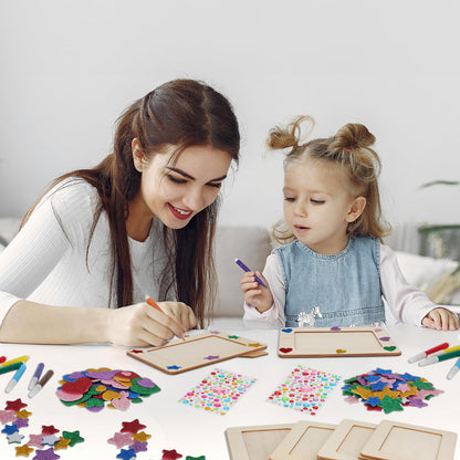 SAYAYA 36 Pack Picture Frame Painting Craft Kit Wooden Picture Frames for 4 x 6 Photo with 8 Sheets Crystal Diamond Stickers 4 Bags Eva Stickers 24 Color Pen for DIY Craft