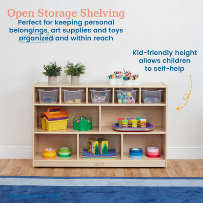ECR4Kids 5+5 Cubby and Storage Mobile Cabinet with 5 Scoop Front Bins, Kids Furniture, Clear