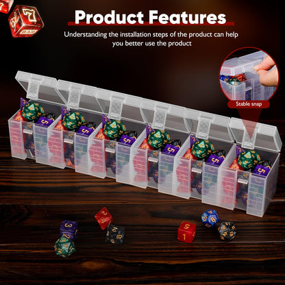 RHCOM Bead Organizer with 3 Organizers 18 Locking Compartments, Clear Board Game Token Organizer for DND Dice, Beads, Buttons, Pins, Jewelry and Craft Supplies, Durable Clear Lid
