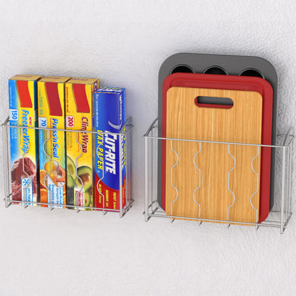Simple Houseware Over the Cabinet Door Organizer Holder 2 Pack 13.5" Wx4.25 Dx18.5 H and 12.5" Wx3.6 Dx18.5 H Silver