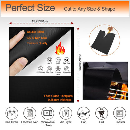 Oven Liners for Bottom of Oven, 16x24 inch Thick Heavy Duty Non Stick Teflon Oven Mats, BPA and PFOA Free Reusable Oven Liners for Bottom of Electric Oven (5 Pack)