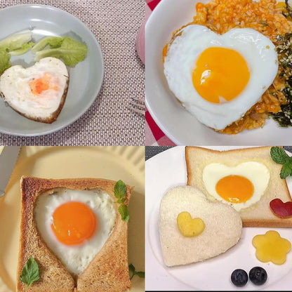 Food Grade Silicone Egg Rings, 4 Pack Non-stick Fried Egg Rings for Cooking, Heart-shaped Molds