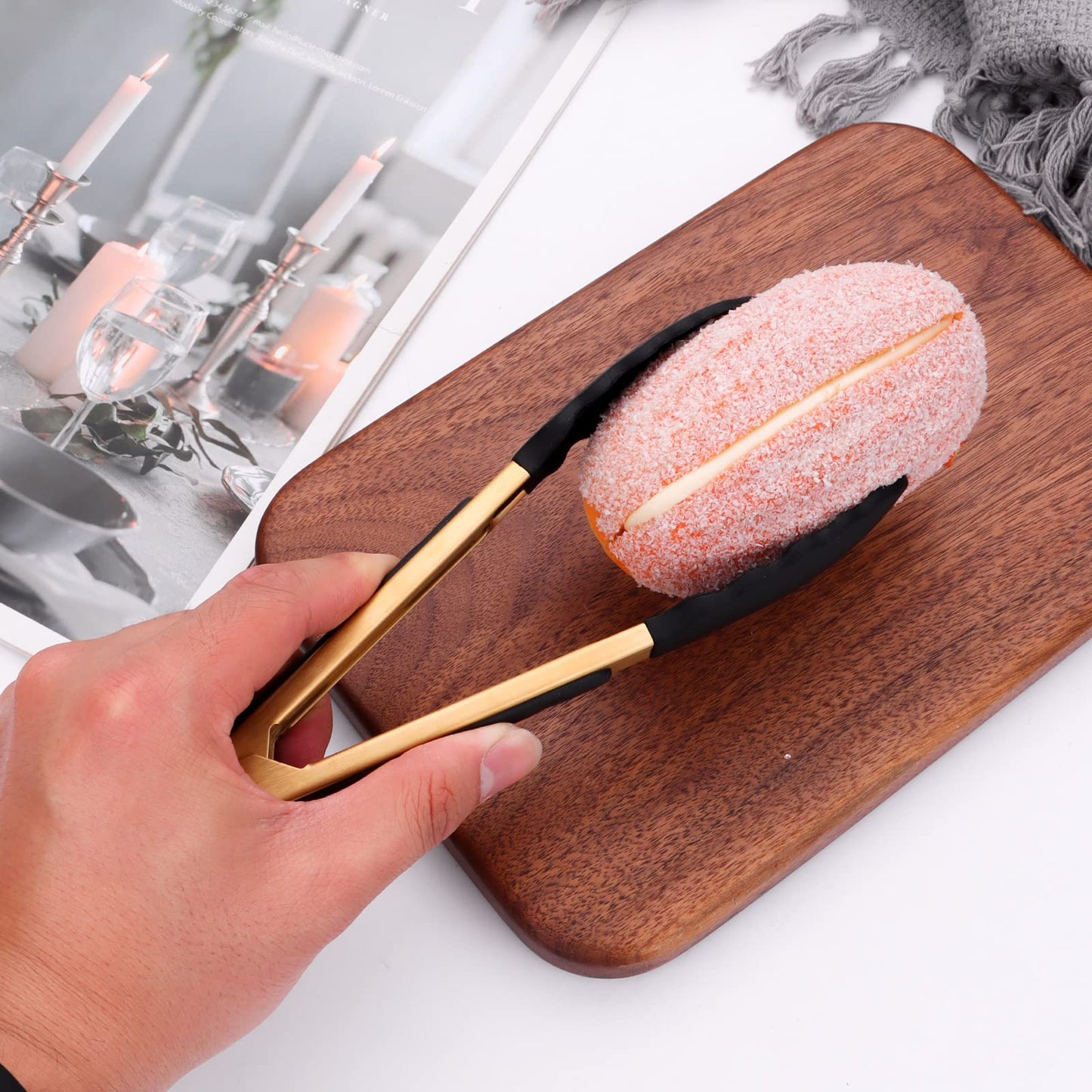 Mafier 4-Piece Kitchen Food Tongs 7" Mini Silicone Serving Tongs with Firm Sealed Non Stick Rubber Tips & Silicon Coated 18/8 Stainless Steel Handle and Smooth Locking