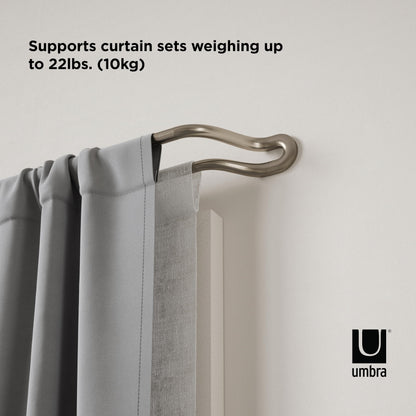 Umbra Midnight Black-Out Curtain Rod for Window, Works with All Room-Darkening Panels, Adjustable 42" to 120", Nickel