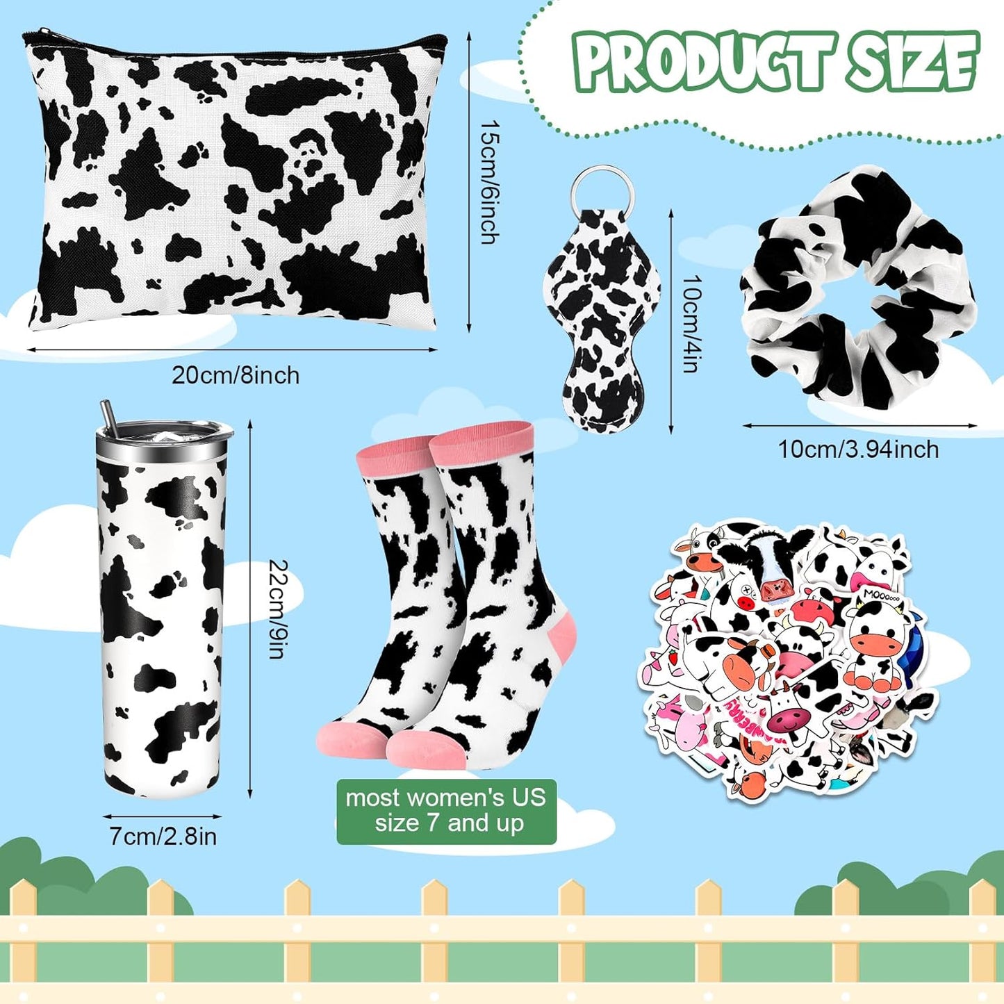 Set 20 oz 50" 60" Bokon Cow Stuff for Girls, Christmas Cow Gift Include Stainless Steel Tumbler with Lid and Straw x
