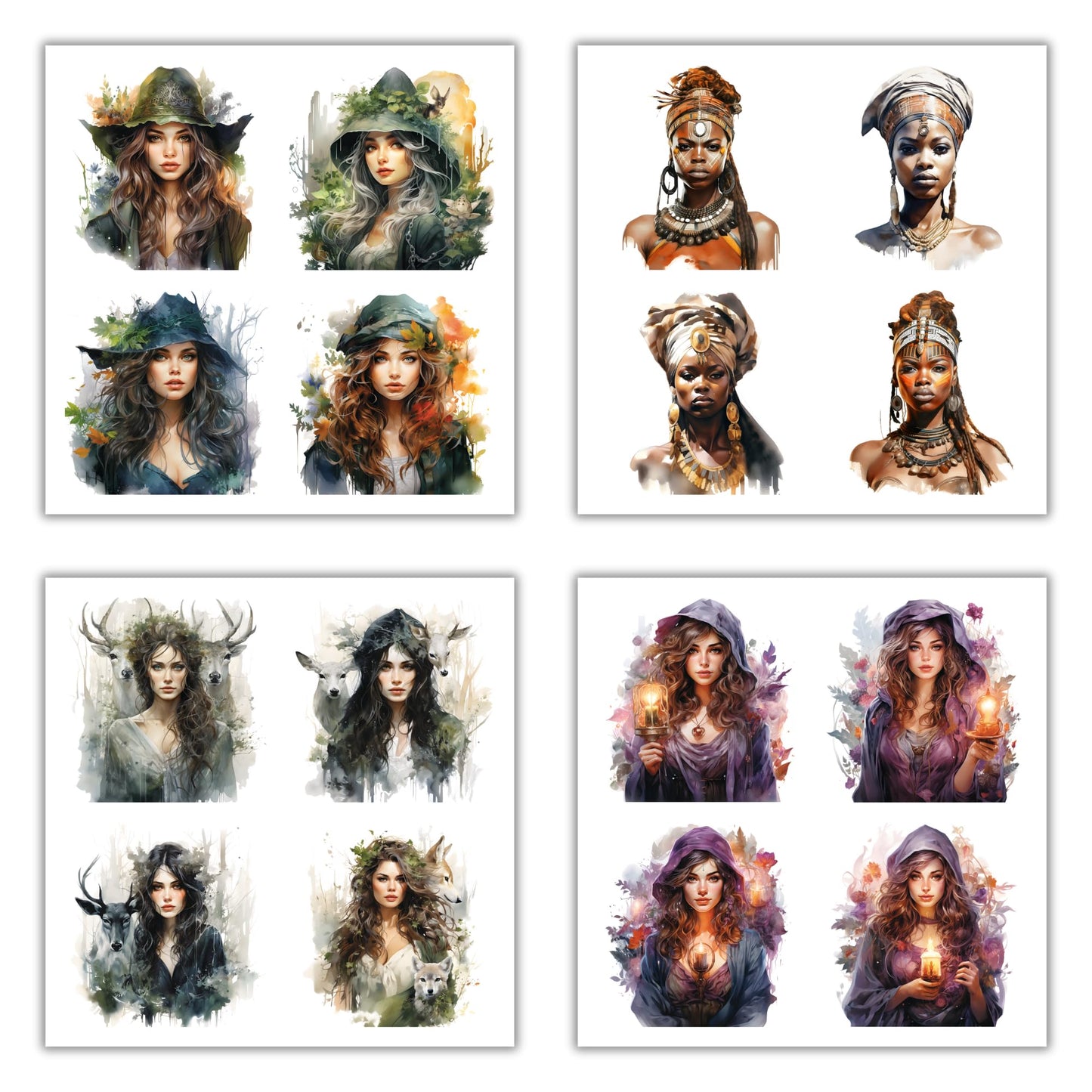 XERE 80 Pcs Mythic Enchantress Women Portraits Scrapbook Stickers Set for Scrapbooking and Journaling Notebooks, Junk Journal Supplies, Sketchbook, Bookmark Making Sticker