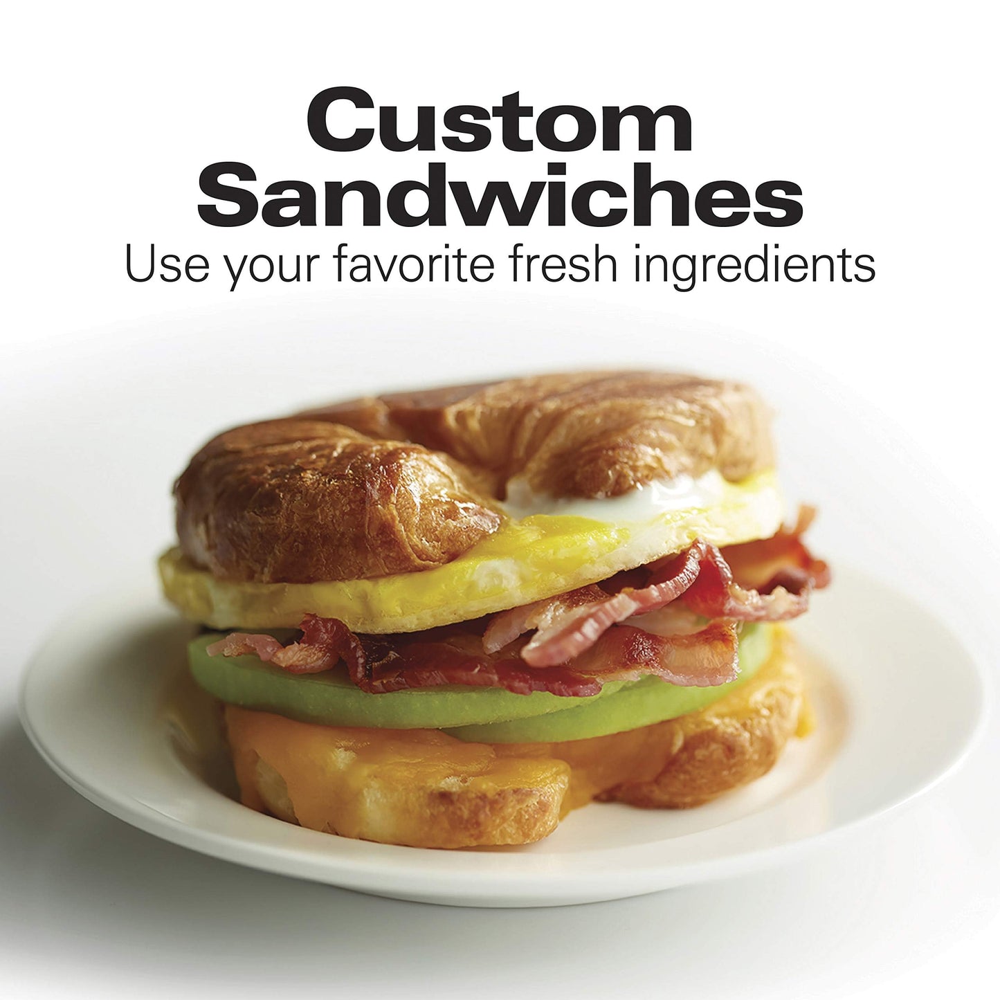 Hamilton Beach Breakfast Sandwich Maker with Egg Cooker Ring, Customize Ingredients, Perfect for English Muffins, Croissants, Mini Waffles, Perfect White Elephant Gifts, Coral (25483)