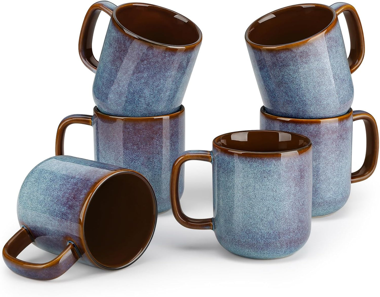 16 oz Set 6, vancasso Coffee Mugs of Large Ceramic Mug with Handle, Unique Glaze Coffee Cups for Latte, Cappuccino